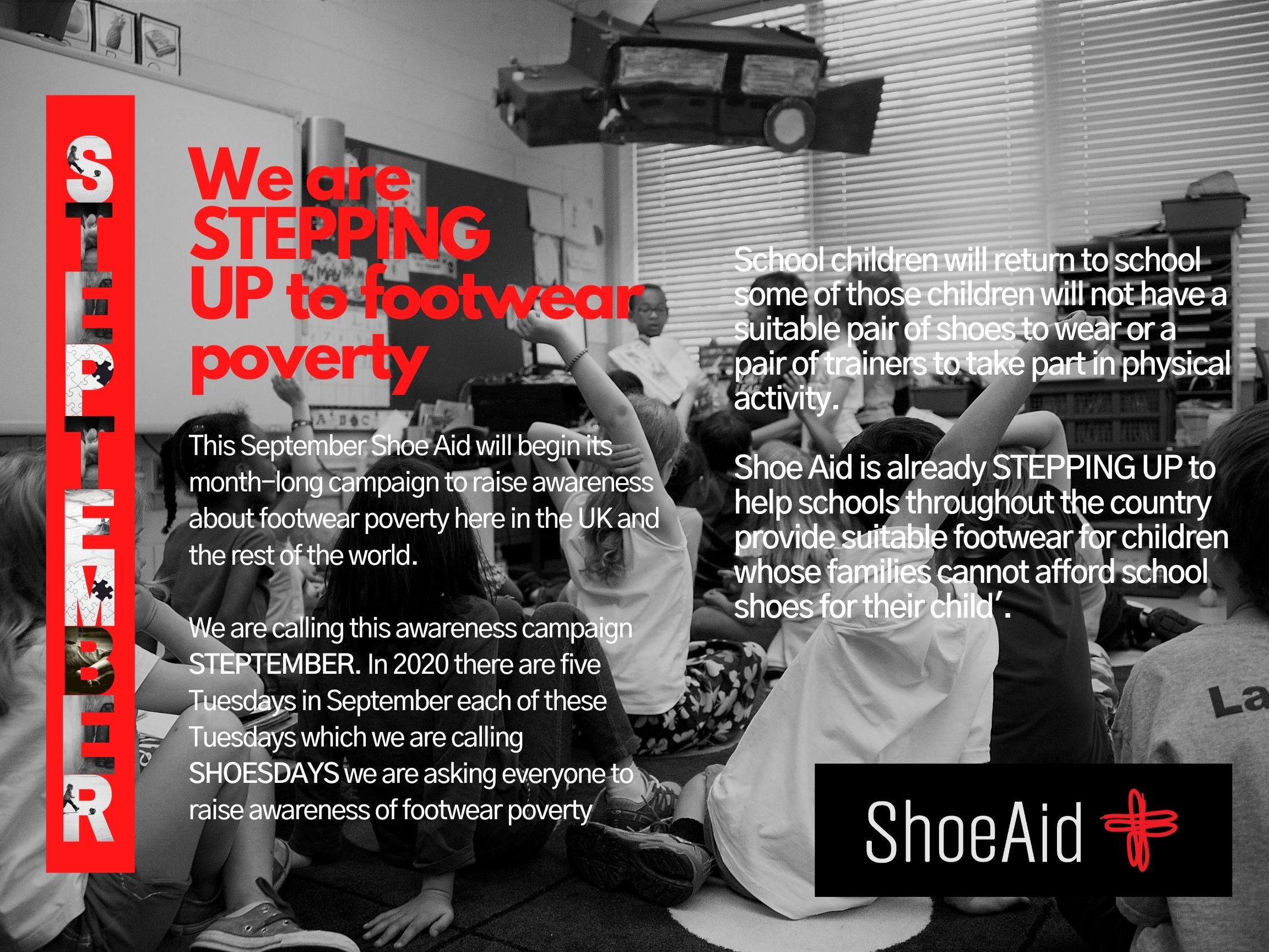 Footwear Charity Shoe Aid STEPS UP to footwear poverty this September